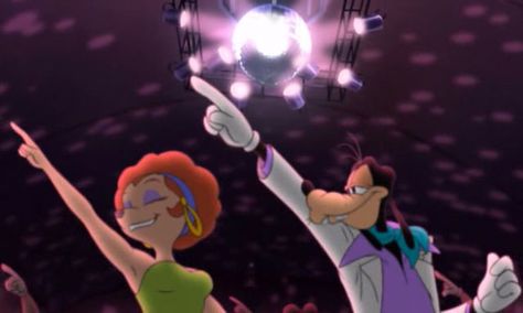 Sylvia and Goofy partying on the dance floor Goofy And Sylvia, Goofy Movie Stacy, Goofy Dancing, The Goofy Movie Aesthetic, Beret Girl Goofy Movie, Max Goofy, Girl From Goofy Movie, A Goofy Movie Powerline, An Extremely Goofy Movie