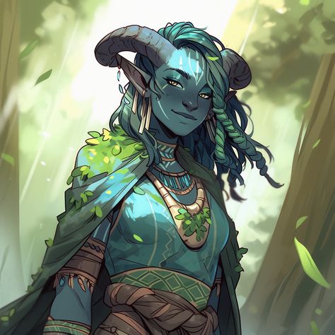 Green Teifling Female, D&d Eladrin, Green Tiefling Woman, Teal Tiefling, Tiefling Green, Glasya Tiefling, Dnd Firbolg Female, Tiefling Druid Female, Firbolg Character Design