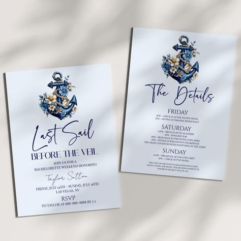 Sail Before The Veil Bachelorette, Last Sail Before The Veil, Veil Floral, Bachelorette Party Weekend, Weekend Party, Bachelorette Party Invitations, Bachelorette Weekend, The Veil, Kids Nursery Decor