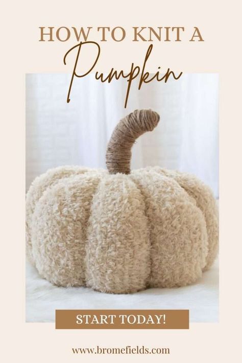 Large Knit Pumpkin Pattern, Pumpkin Knitting Pattern, Pumpkin Knitting, Pumpkin Pottery, Pottery Barn Pumpkin, Pumpkin Patterns Free, Fall Knitting Patterns, Finger Knitting Projects, Hand Knitting Diy