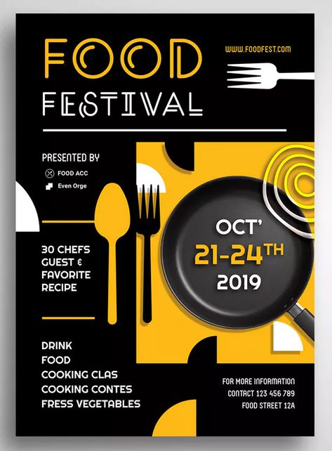 Food Festival Promo Flyer Template AI, PSD. Download Food Festival Design, Minimalist Japan, Food Festival Poster, Quotes Food, Promo Flyer, Poster Food, Restaurant Poster, Food Recipes Easy, Flyers Design