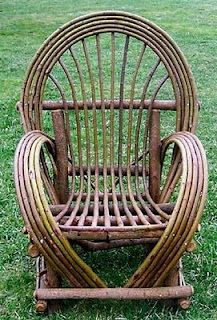 There is something about bent willow furniture. I think perhaps I had some in another life. Branch Furniture, Willow Furniture, Twig Furniture, Willow Weaving, Willow Wood, Rustic Chair, Fairy Furniture, Willow Branches, Log Furniture