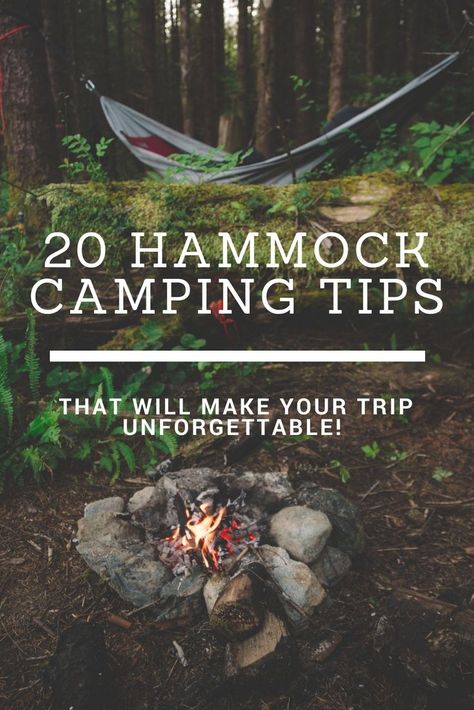 Hammock camping is amazing! It's lightweight and creates an entirely different experience than tent camping. With these 20 hammock camping tips, you can make your camping trip unforgettable! Zelt Camping Hacks, Hammock Camping Gear, Zelt Camping, Camping Bedarf, Camping For Beginners, Camping Diy, Camping 101, Camping Hammock, Kayak Camping