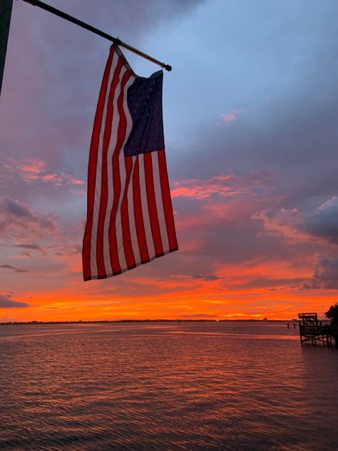 sunset || american flag || photography Us Flag Pictures, Flag Pictures, Us Flag, The Sky, American Flag, The Sun, Flag, Sun, Water