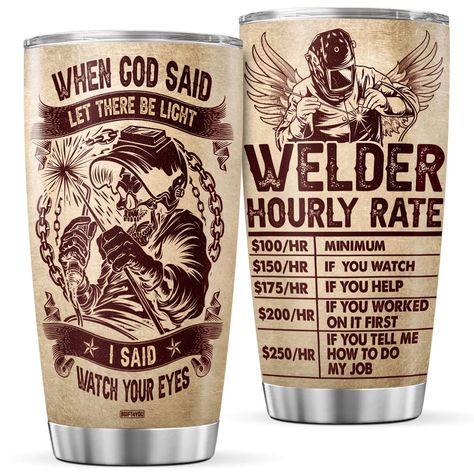 PRICES MAY VARY. WELDER TUMBLERS FOR MEN: This welder wife tumbler, which is the right size for the cup holder in the car, will keep your hot or cold beverage for hours. The durable and easy-to-wash insulated tumbler is Dishwasher Safe. Also, for busy style, these insulated cups will keep you hydrated. GIFTS FOR WELDER BOYFRIEND: With UV printing, we show you the authentic graphic picture of this stainless steel tumbler, which minimizes the wearing-off process. Also, the double wall travel mug i Personalized Coffee Tumbler, Tumbler Cups Personalized, Gifts For Welders, Saying Quotes, Birthday Gifts For Men, Insulated Coffee Mugs, Custom Tumbler Cups, Mug With Lid, Busy People