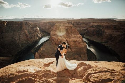 Unbelievable Horseshoe Bend Elopement at Sunset Antelope Canyon Elopement, Horseshoe Bend Wedding, Horseshoe Bend Elopement, Canyon Elopement, Casablanca Bridal, Man And Wife, Gorgeous Couple, Olympic National Park, Couple Wedding