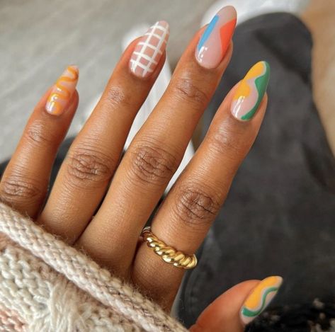 Mix Match Nail Designs, Mix Match Nails, Nail Design Glitter, Unghie Sfumate, Kutek Disney, Almond Nails Designs, Short Acrylic Nails Designs, Nails Desing, Girls Nails