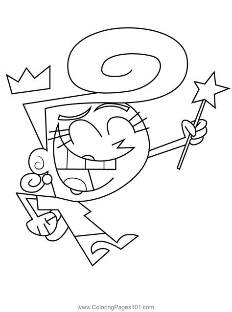 Wanda Cherring Fairly Odd Parents Coloring Page Famous Cartoon Characters Drawings, Fairly Odd Parents Coloring Pages, Cartoon Coloring Pages 90s, 90s Coloring Pages, Tufting Designs, Sonic Pokemon, Cosmo Und Wanda, Childhood Art, Fairly Oddparents