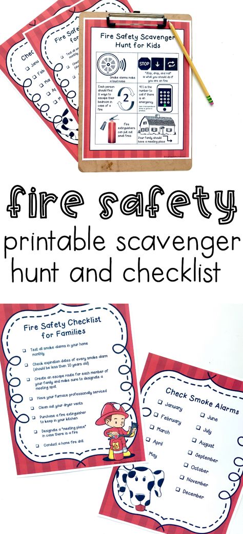 It's National Fire Prevention Week! This Fire Safety Checklist and Scavenger Hunt is perfect for families wishing to be more prepared in case of a fire. #ad  #SuperPreparedFamily Fire Safety Crafts, Fire Safety Free, Fire Safety Unit, Fire Safety For Kids, Fire Safety Theme, Fire Safety Activities, Fire Safety Preschool, Safety Crafts, Fire Safety Week