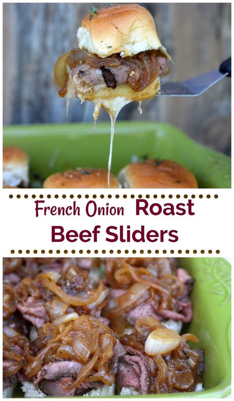 Recipe For Roast Beef, French Onion Roast, Recipe For Roast, Slider Recipe, Sliders Recipes, Roast Beef Sliders, Steak Sandwiches, Healthy Party Food, Beef Sliders