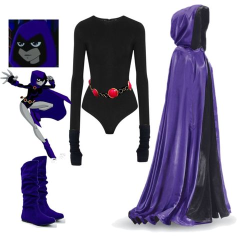 Teen Titans Raven Cosplay by blurry-face2 on Polyvore featuring polyvore, fashion, style, I.D. SARRIERI, Qupid and clothing Blackfire Halloween Costume, Ravena Costumes, Raven Ttg Halloween Costume, Raven Teen Titans Go Outfit Halloween, Star Fire And Raven Costume, Raven Teen Titans Go Outfit, Cute Cosplay Outfits, Raven Costume Teen Titans, Raven Cosplay Makeup