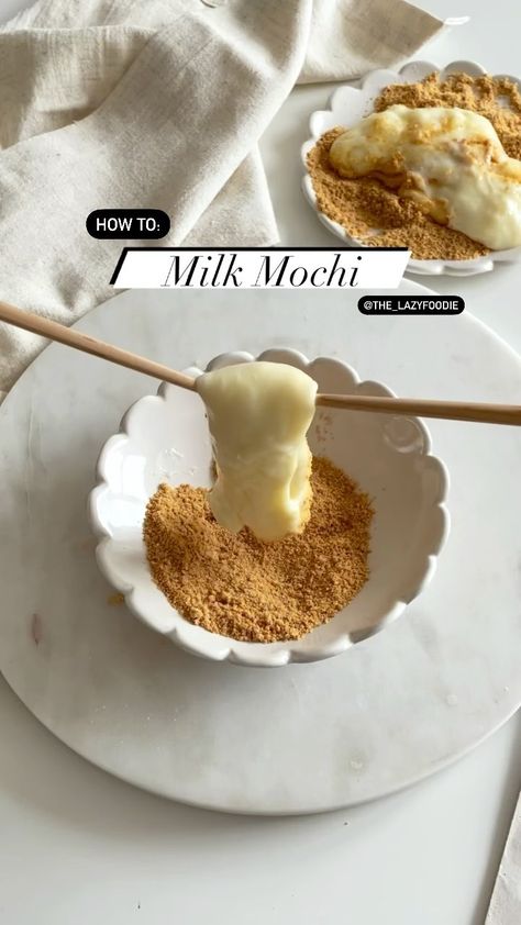 Mochi With Tapioca Flour, Milk Mochi Recipes, Tapioca Flour Recipes, Fried Milk, Peanut Powder, Mochi Recipe, Taiwan Food, Tapioca Flour, Flour Recipes