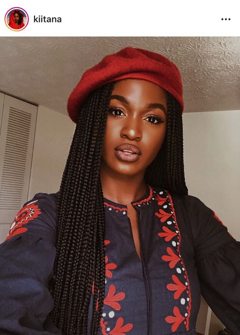 Beret With Braids, Baret Hat Outfit, Beret Hairstyles, Braids Hairstyles Box Braids, Braid Styling, Chunky Box Braids, Happy Resurrection Sunday, Curly Hair Headband, Happy Resurrection