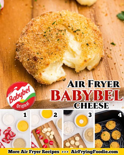 Air Fried Babybel Cheese, Air Fryer Baby Bell Cheese, Babybel Cheese Recipes, Fried Cheese Bites, Babybel Cheese, Easy Air Fryer Recipes, Awesome Appetizers, Recipes Air Fryer, Cheese Snacks