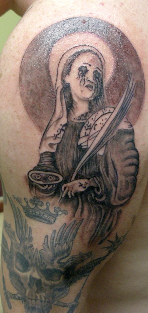 Saint Lucy Saint Lucy Tattoo, Lucy Tattoo, Saint Lucy, Eyes Tattoo, Dan Brown, Eye Tattoo, A Bowl, Tattoos And Piercings, Portrait Tattoo