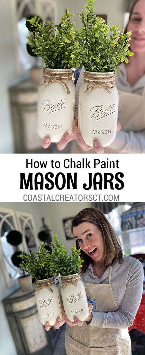 Paint Mason Jars Diy Rustic, Things You Can Do With Mason Jars, Rustic Painted Mason Jars, Ball Glass Jars Ideas, Mason Jar Party Decor, Diy Paint Mason Jars, Mason Jar Home Decor Diy, Mason Jar Farmhouse Decor, Rustic Mason Jars Diy