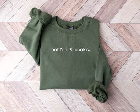 Coffee & Books Teacher Sweatshirt, Bookish Shirt, Cute Book Lover Teacher Shirt, Teacher Appreciation Gifts, Back to School, Team Teacher - Etsy Machine Embroidery Sweatshirt Ideas, Crop Crewneck, Advanced Embroidery, Coffee Sweatshirt, Lover Sweatshirt, Boho Boutique, Coffee Logo, Dog Boutique, Coffee And Books