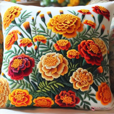 9 Floral Embroidery Design for Pillow Cover Trends Jacobean Embroidery, Folk Design, Floral Embroidery Patterns, Border Embroidery Designs, Border Embroidery, Punch Needle Embroidery, Embroidery Craft, Beaded Brooch, Elevate Your Home