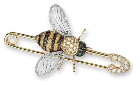 I Love Bees, Bee Inspired, Bee Jewelry, Bee Brooch, Insect Jewelry, Bee Art, Diamond Brooch, Gemstone Jewellery, Fine Jewels