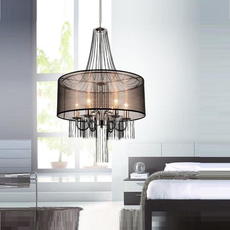 CWI Lighting Amelia 6-Light Chrome Chandelier with Brown Shade Drum Shade Chandelier, Shade Chandelier, Chrome Chandeliers, Candle Style Chandelier, Keeping Room, Modern Vintage Home, Wedding Stage Decorations, Contemporary Chandelier, Space Room