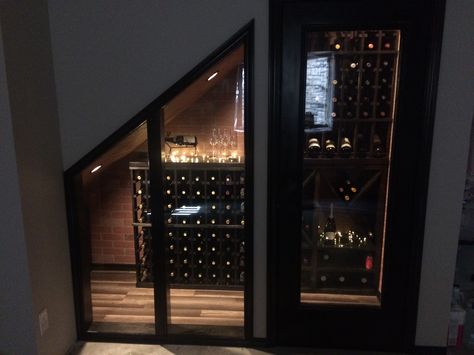 Under stairs wine cellar Under Stairs Wine, Bar Under Stairs, Spiral Wine Cellar, Stairs Furniture, Under Stairs Wine Cellar, Under Stairs Storage Solutions, Closet Under Stairs, Wine Cellar Basement, Wine Closet