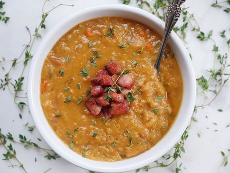 Lentil Soup With Ham, Lentil Soup Instant Pot, Lentil Soup Crockpot, March Meals, Ham Hock Soup, Ham And Lentil Soup, Dairy Free Soup Recipe, Ham Soup Recipes, Ham Bone Soup