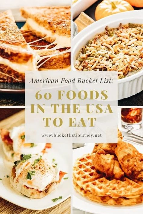 American Food Bucket List: 60 Foods in the USA to Eat American Starters Food, American Restaurant Food, Southern American Food Recipes, American Cuisine Food, American Classic Recipes, American Healthy Food, All American Meals, Classic American Dishes, American Diner Food Recipes