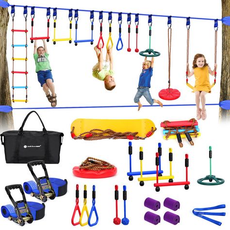 Kids Exercise Equipment (Kids Gym Workout) - Ideas on Foter Ninja Accessories, Obstacle Course For Kids, Ninja Warrior Course, Kids Obstacle Course, Monkey Bar, Outdoors Birthday Party, Kids Gym, Rope Ladder, Family Board Games