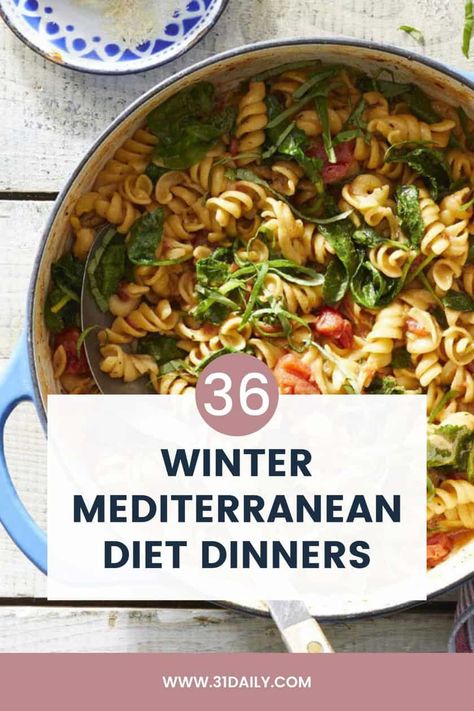 Winter Mediterranean Diet Dinners: healthy recipes for the cold months. These delicious meals will keep you satisfied, on track with healthy goals, and feeling good! Vegetarian Dinner Winter, Mediterranean Diet Christmas Recipes, Healthy Winter Meals Dinner Ideas, Mediterranean Winter Recipes, Winter Mediterranean Recipes, Mediterranean Thanksgiving Recipes, Winter Recipes Vegetarian, Winter Dinner Ideas Healthy, Easy Healthy Winter Dinners