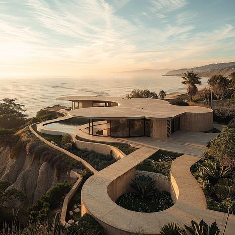 Rate this Beachside Mansion in Malibu 1-10 🌅 Swipe left until you find your dream room ✨ What’s your favorite part? - Tag someone who would live here with 😌 - Organic Beachside Mansion off the Coast of Malibu, with a Coastal Interior. Inspired by Frank Lloyd Wright - #malibucalifornia #conceptarchitecture #aidreamscapes #organicarchitecture #beachhouseinteriors #coastalhomes #midjourneyarchitect #beachsideliving #franklloydwright #aiarchitecture #midjourneyarchitecture #beachhome #theworldof... Beachside Mansion, Cliffside House, Malibu Mansion, Coastal Architecture, Coastal Interior, Breathtaking Scenery, Bloxburg Ideas, Malibu California, Beach House Interior