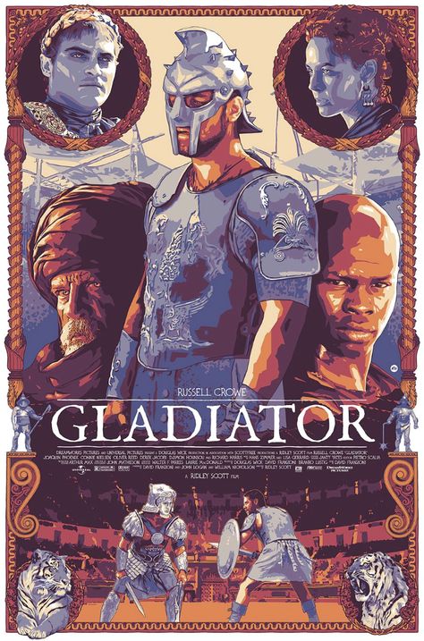 Gladiator by Dani Blazquez http://posterposse.com/dani-blazquezs-first-screenprint-gladiator-is-absolutely-brilliant/ Poster Cinema, Gladiator Movie, Film Posters Art, Movie Artwork, Best Movie Posters, Septième Art, Classic Movie Posters, Movie Posters Design, Action Movie