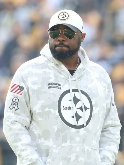 Pittsburgh Steelers 2024 Mike Tomlin Salute to Service Camo Grey Hoodie