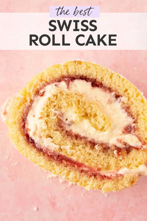 Learn how to make a beautiful, swirled Vanilla Swiss Roll Cake that doesn't crack! This simple genoise sponge is baked, rolled and filled with jam and vanilla whipped cream. Recipe from sweetestmenu.com #cake #cakeroll #swissroll Sponge Cake Roll Recipe, Vanilla Swiss Roll Recipe, Vanilla Swiss Roll, Rolled Cake, Whipped Cream Cake, Sponge Cake Roll, Genoise Sponge, Swiss Roll Cakes, Swiss Cake