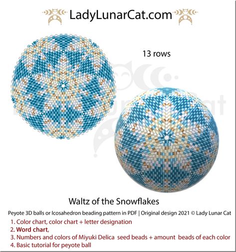 Waltz Of The Snowflakes, Cat Dancing, Seed Bead Patterns Free, Diy Necklace Patterns, Beaded Christmas Decorations, Ball Pattern, Seed Bead Crafts, Bead Crafts Diy, Beaded Snowflakes