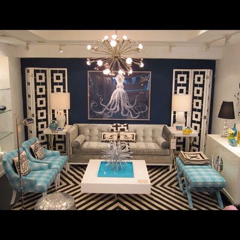 Ja Madison Avenue Blue Living Room Sets, Teal Bedroom Decor, Hollywood Regency Decor, Mod Furniture, Contemporary Modern Furniture, Living Room End Tables, Blue Living Room, Living Room Set, Jonathan Adler