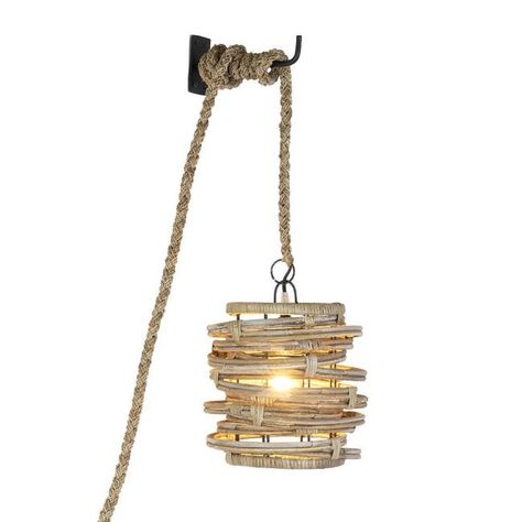 Abstract Lamp, Lantern Hooks, Rattan Wall, Rattan Shades, Shore House, Long Rope, Rope Cord, Cost Plus World Market, Bohemian Living Room