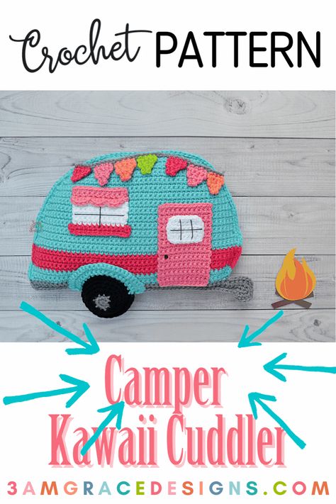 Camper Crochet, Camera Crochet, Camper Applique, Plush Crochet Pattern, Crochet Tension, Crochet Pattern Tutorial, Amigurumi Plush, Crochet Car, Crochet Pillows