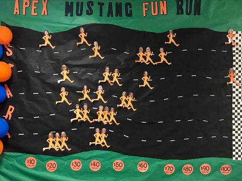 Fun Run Bulletin Board Ideas, Track And Field Bulletin Board Ideas, Jog A Thon Ideas, School Fun Run, Class Mom, Sports Theme Classroom, Olympics Activities, Elementary Physical Education, Pta Fundraising