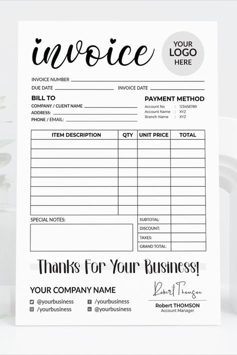 Invoice Template Photography Invoice Template, Small Business Invoice, Photography Invoice, Purchase Invoice, Invoice Design Template, Payment Tracker, Business Invoice, Printable Invoice, Computer Shop