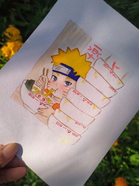 #naruto #ramen #narutofanart #anime #chibinaruto #babynaruto #kawaii #fanart #animefanart #watercolour Naruto Doodles Art, Naruto Watercolor, Watercolour Anime Art, Watercolour Anime, Naruto Ramen, Kawaii Fanart, Anime Watercolor, Naruto Fanart, Cartoon Drawing Tutorial