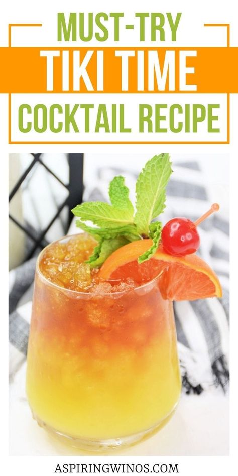 Tiki Time Cocktail | Tiki Time Cocktail Recipe | Rum Cocktail Recipes | Pineapple Cocktail Recipes | Tiki Time #TikiTimeCocktail #RumCocktailRecipes #TikiTimeCocktailRecipe #PineappleCocktailRecipes #TikiTime Tiki Torch Drink, Tiki Torch Drink Recipe, Cocktail Recipes Pineapple, Tiki Drinks Cocktails, Pineapple Cocktail Recipes, Recipes Pineapple, Wine Cocktail Recipes, Alcoholic Punch Recipes, Tiki Cocktail