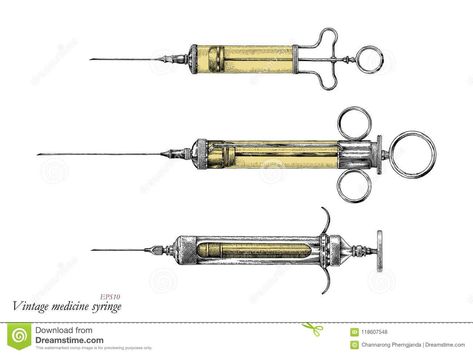 Syringe Drawing, Medical Needle, Vintage Medicine, Drawing Examples, Vintage Medical, Medical Art, Medical Illustration, Hand Drawing, Background Vintage