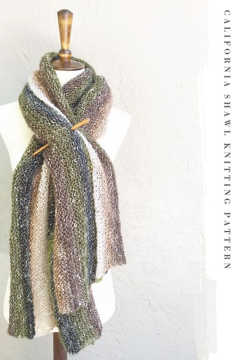 The California Wrap is a free rectangle shawl pattern perfect for beginning knitters. California Wrap, Rectangle Shawl Pattern, Wrap Knitting Pattern, Shawl In A Ball, Rectangle Shawls, Stitch Knitting Pattern, Garter Stitch Knitting, Knitted Shawl, Summer Wraps