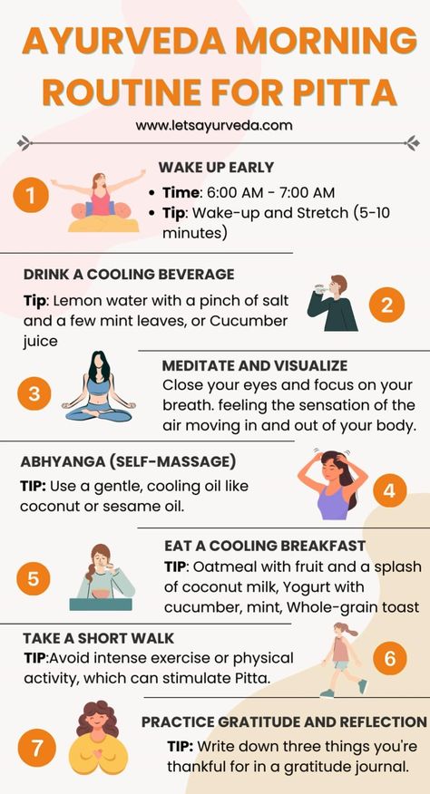 Ayurveda Morning Routine Pitta: Start your day feeling cool, calm, and collected. Discover how to reduce stress, soothe your mind, and set yourself up for a peaceful day ahead. Pitta Dosha Diet, Ayurveda Pitta, Ayurveda Diet, Cool Calm And Collected, Pitta Dosha, Ayurvedic Therapy, Yoga Facts, Ayurvedic Diet, Peaceful Day