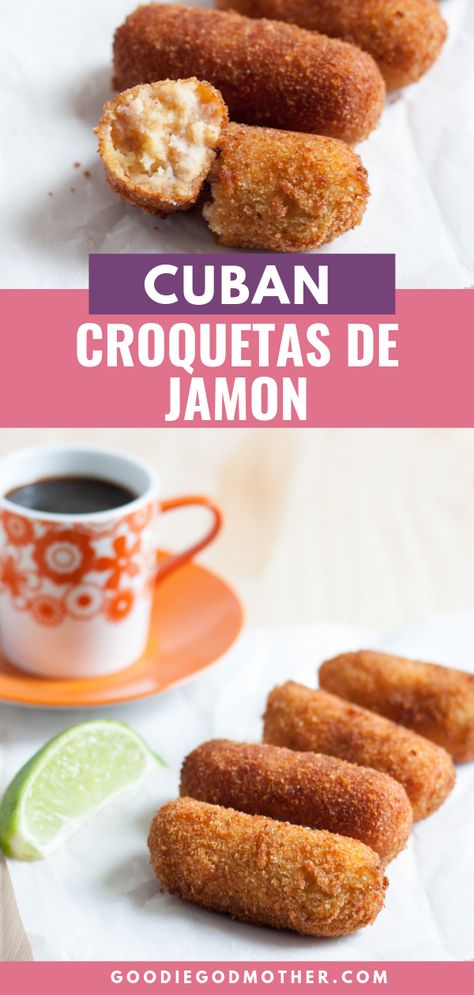 Cuban Croquetas, Cuban Appetizers, Ham Croquettes, Cuban Dishes, Cuban Cuisine, Cuban Food, Hispanic Food, Cuban Recipes, Latin Food