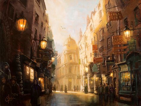 Harry Potter - Diagon Alley | This is an original Harry Pott… | Flickr Harry Potter Diagon Alley, Harry Potter Painting, Clark Art, Potter Art, Harry Potter Drawings, Diagon Alley, Harry Potter Fan Art, Harry Potter Art, Harry Potter World