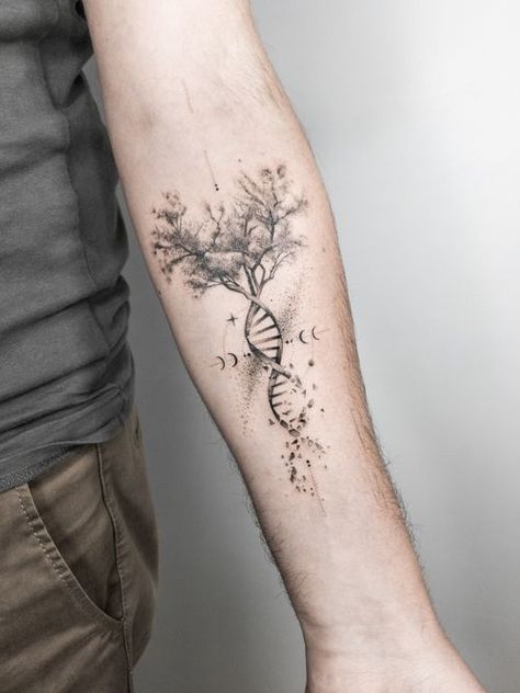 Tree Of Life Tattoos, Anatomical Tattoos, Dna Tattoo, Universe Tattoo, Tree Tattoos, Explore Tattoo, Tree Tattoo Designs, Geometric Tattoo Design, Family Tattoo