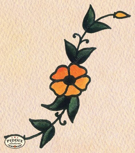 Sailor Jerry Flowers, Small Trad Tattoo, Small Traditional Flower Tattoo, Sailor Jerry Flash, Sailor Jerry Tattoo Flash, Filler Ideas, Traditional Tattoo Flowers, Sailor Jerry Tattoos, Retro Tattoos