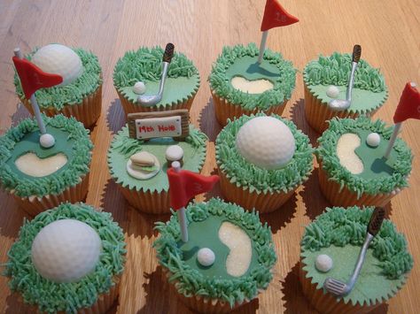 Golf Theme Golf Decorations, Golf Cupcakes, Novelty Cupcakes, Sport Cupcakes, Golf Birthday Cakes, Cupcakes For Men, Golf Cake, Birthday Decorations For Men, Sport Cakes