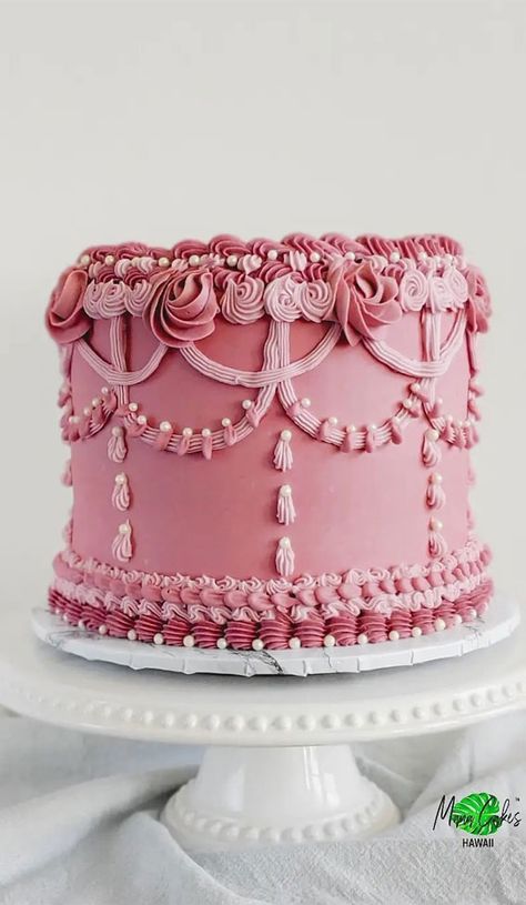 Vintage Lambeth Cake, Heart Lambeth Cake, Lambeth Birthday Cake, Pink Lambeth Cake, Vintage Buttercream Cake, Lambeth Wedding Cake, Frilly Cake, Pink Vintage Cake, Buttercream Icing Cake